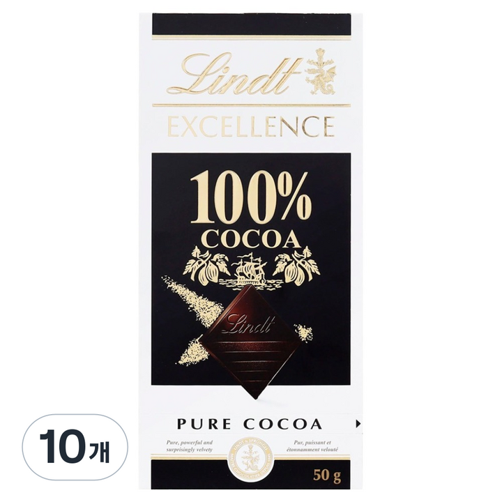 린트 엑설런스 100% 다크 초콜릿, 50g, 10개