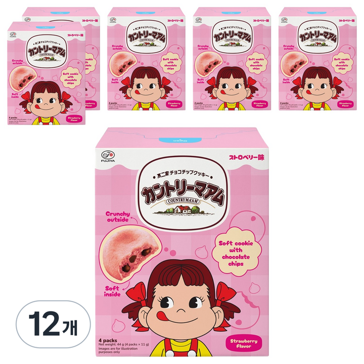 후지야 컨트리맘 딸기향 쿠키, 44g, 12개