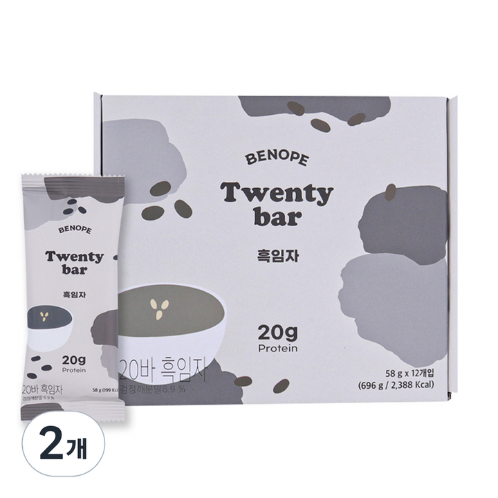 베노프 20바 흑임자 프로틴바 12p, 696g, 2박스