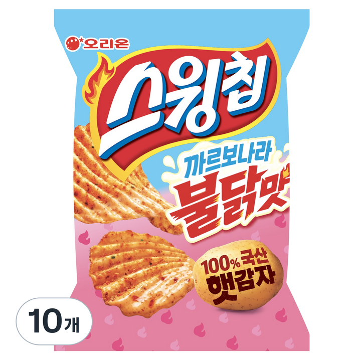 오리온 스윙칩 까르보불닭맛, 55g, 10개
