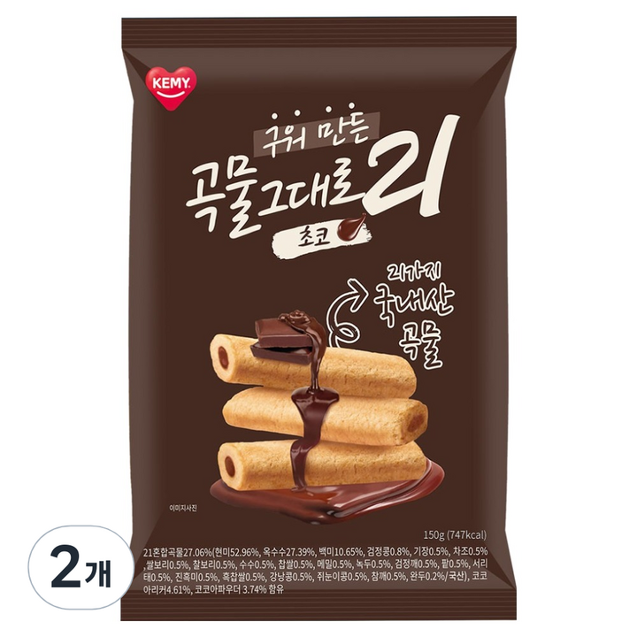 곡물그대로21 크리스피롤 초코, 2개, 150g