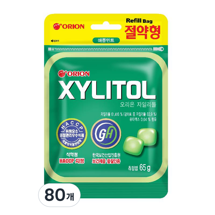 오리온 자일리톨 리필, 65g, 80개