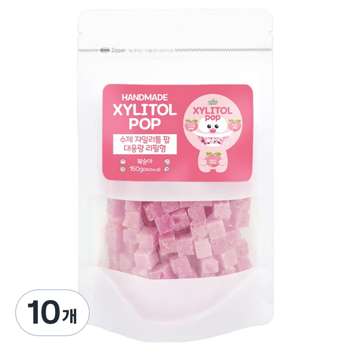 자일리톨팝 파우치 복숭아, 150g, 10개