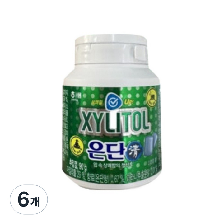 해태제과 자일리톨 은단청 용기, 90g, 6개