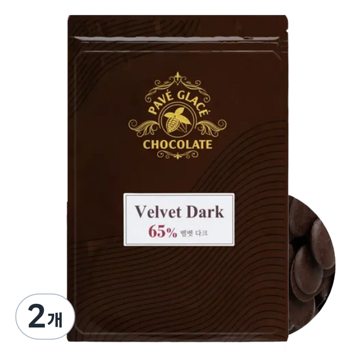 파베글라스 벨벳 다크 65% 커버춰 리얼 초콜릿, 1kg, 2개