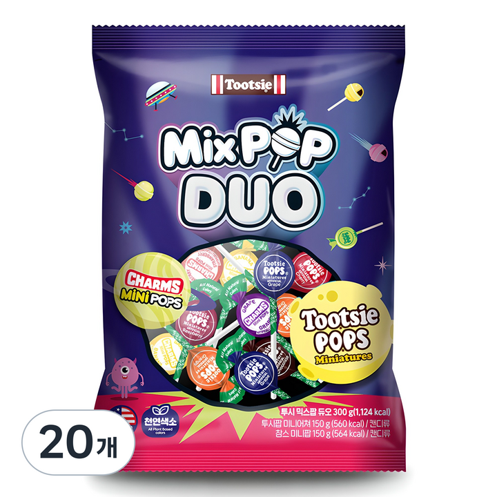 투시 믹스팝 듀오 미니어쳐 앤 참스 미니팝 캔디, 300g, 20개