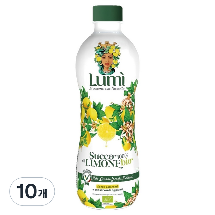 LUMI 유기농 레몬주스, 10개, 1L