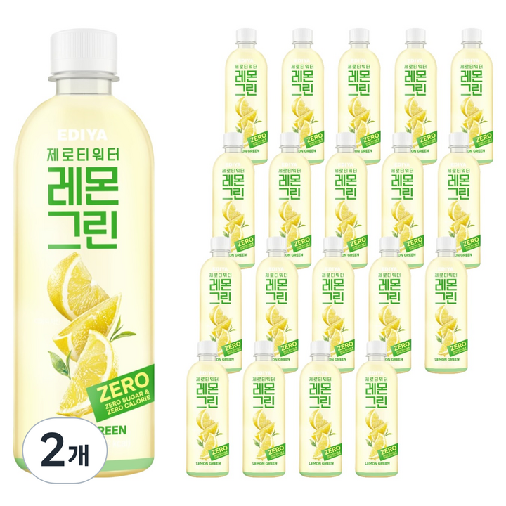 이디야 제로티 워터 레몬그린 20p, 2개, 500ml