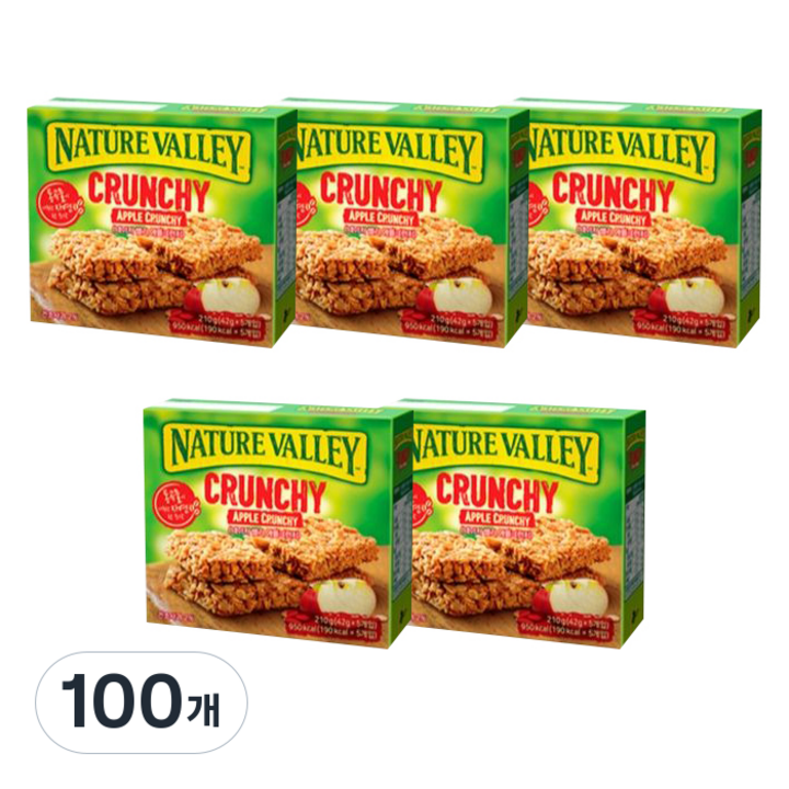 네이쳐밸리 크런치 그래놀라바 애플크런치, 100개, 42g