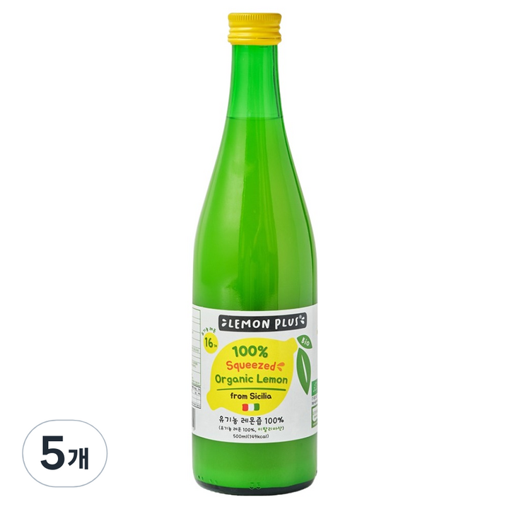 레몬플러스 유기농 레몬즙, 500ml, 5개