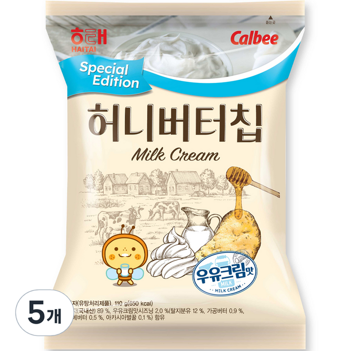 해태제과 허니버터칩 우유크림맛, 5개, 110g