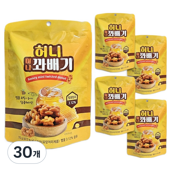 허니 미니 꽈배기 과자, 30개, 70g