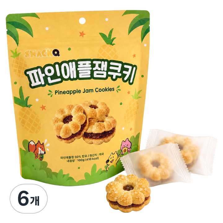 스낵큐 파인애플 잼쿠키, 6개, 100g