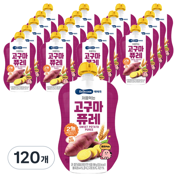 베베쿡 처음먹는 퓨레, 고구마, 80g, 120개