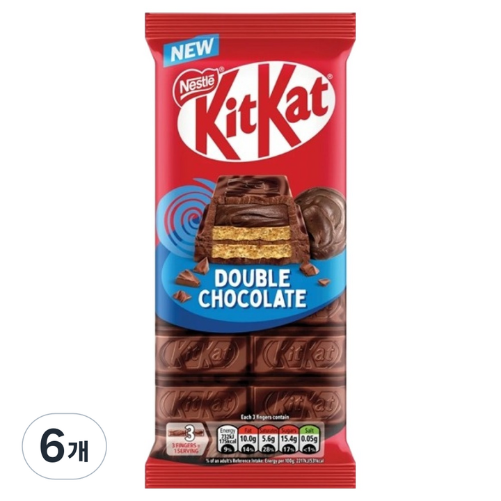 KitKat 더블초콜렛 초콜릿바, 99g, 6개