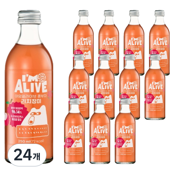 아임얼라이브콤부차 리치장미, 24개, 250ml