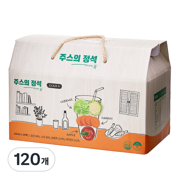 주스의정석 CCA주스 사과 당근 양배추 무첨가 주스, 100ml, 120개