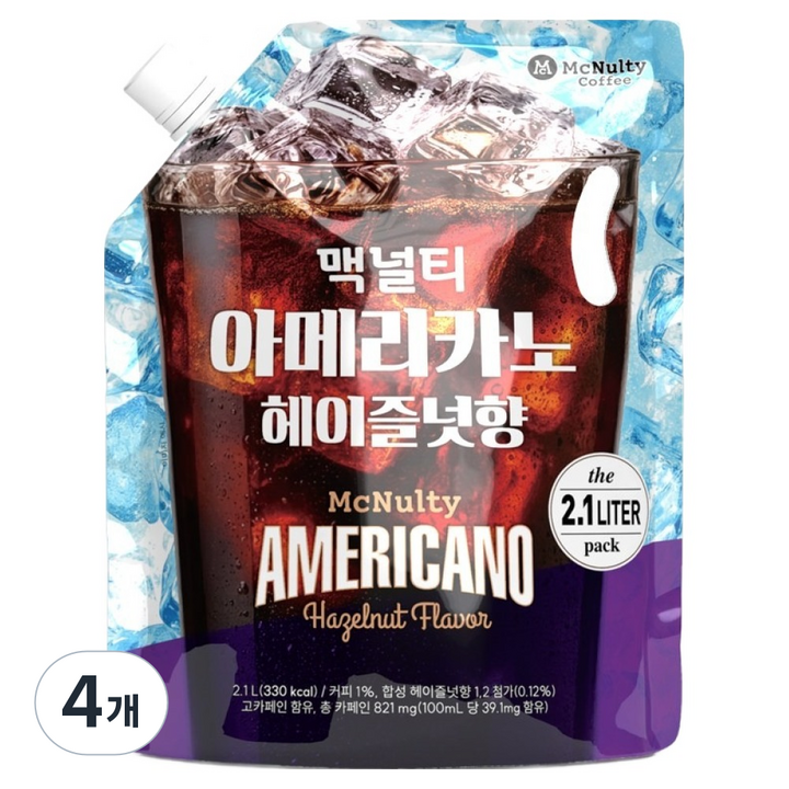 맥널티커피 아이스 아메리카노 헤이즐넛, 4개, 2.1L