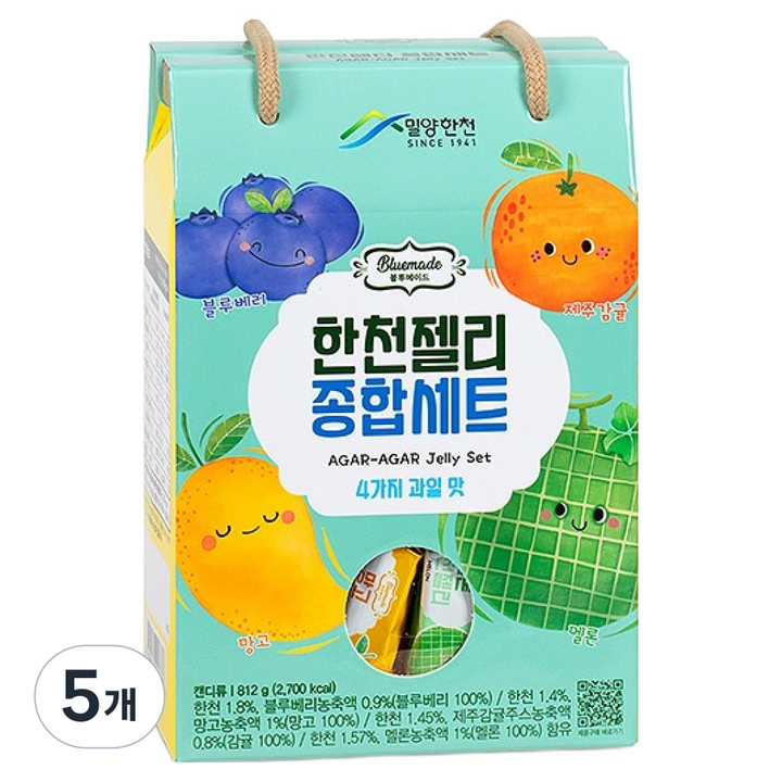 밀양한천 블루메이드 한천젤리 종합세트 4가지맛, 5개, 812g