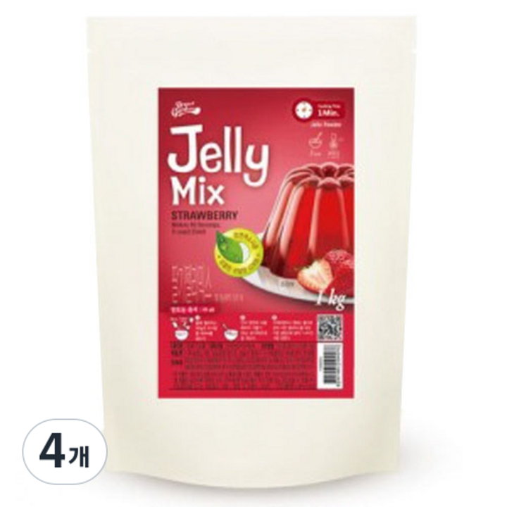 브레드가든 딸기 젤리 만들기 믹스, 4개, 1kg