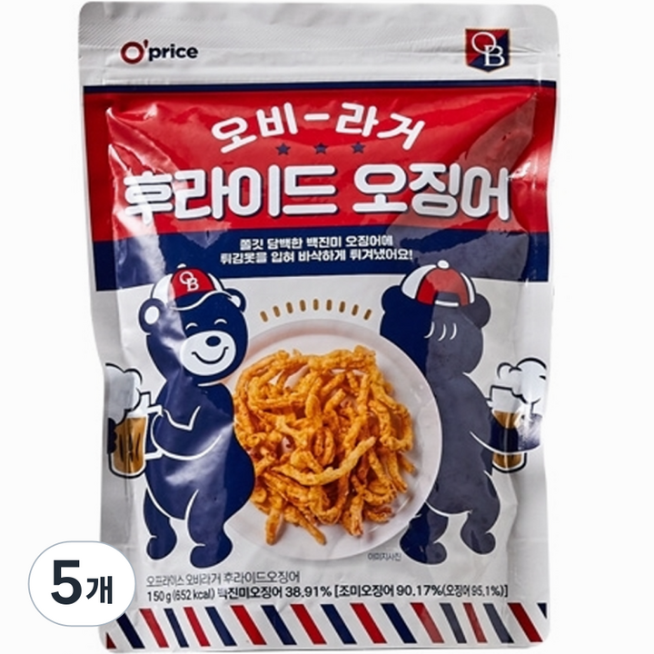 오프라이스 OB라거 후라이드 오징어, 5개, 150g