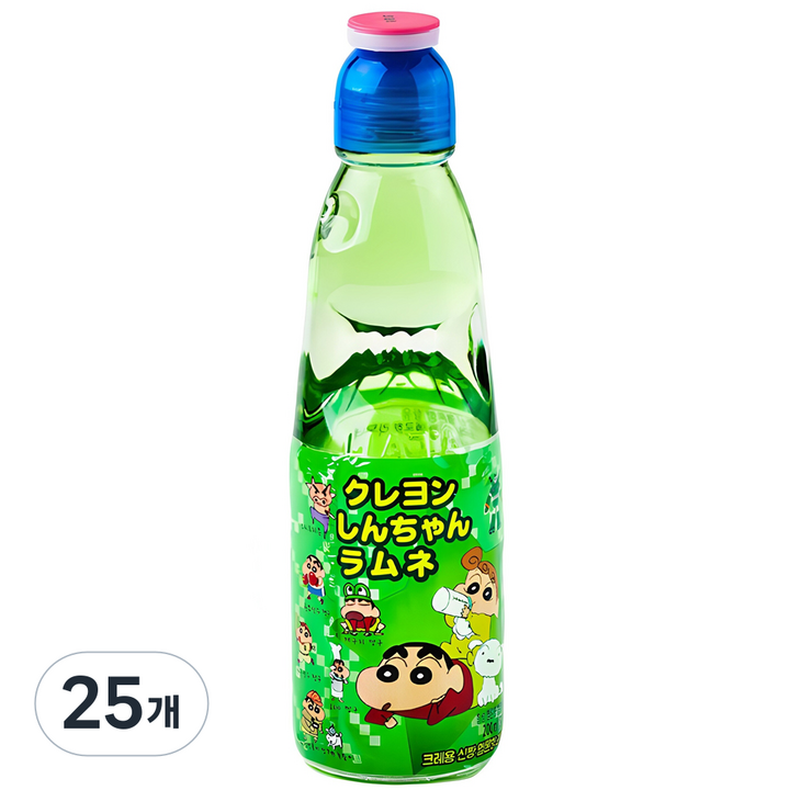하타라무네 크레용 신짱 라무네 탄산음료 멜론맛, 200ml, 25개