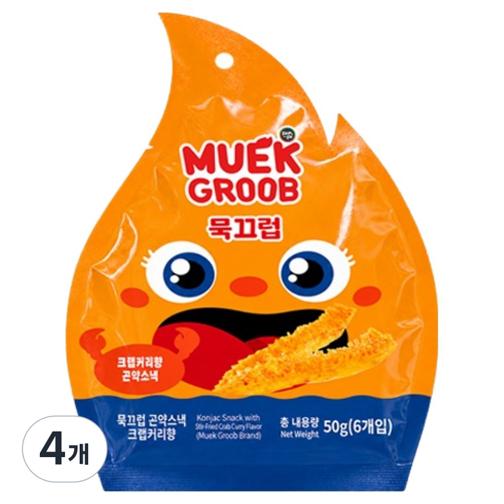 묵끄럽 곤약스낵 크랩커리맛 6개입, 50g, 4개