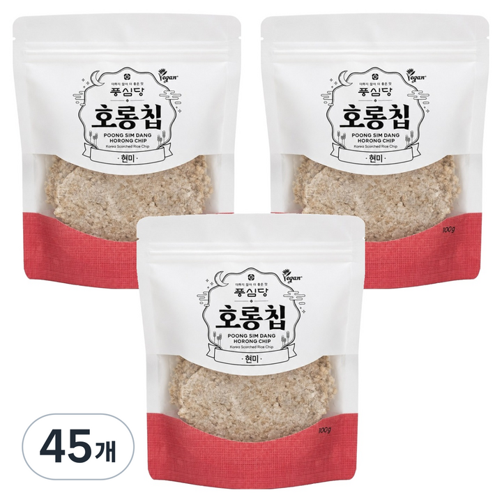 풍심당 국내산 호롱칩 현미 누룽지 과자, 100g, 45개