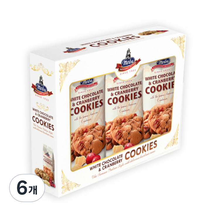 메르바 화이트 초콜릿 & 크렌베리 쿠키, 600g, 6개