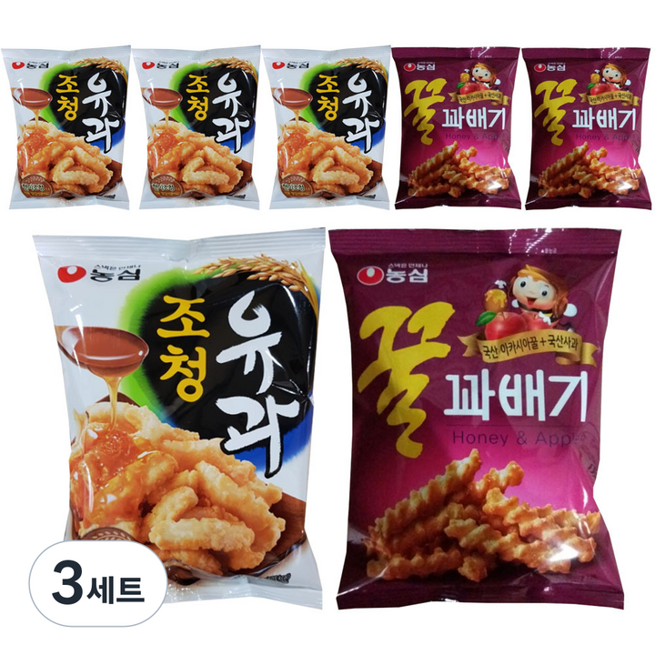 농심 조청유과 96g x 4p + 꿀꽈배기 90g x 3p, 3세트
