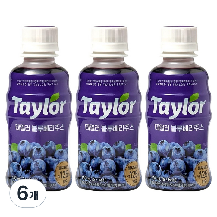 테일러 블루베리 주스, 6개, 180ml