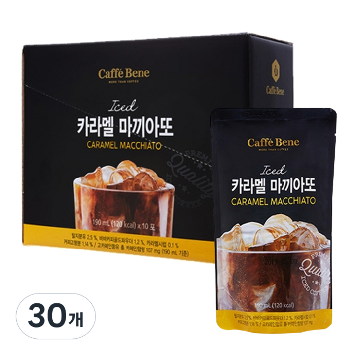 카페베네 커피파우치 카라멜마끼아또, 190ml, 30개