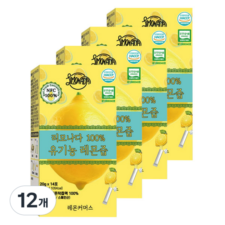 리모나다 100% 유기농 NFC 레몬즙 스틱, 280g, 12개