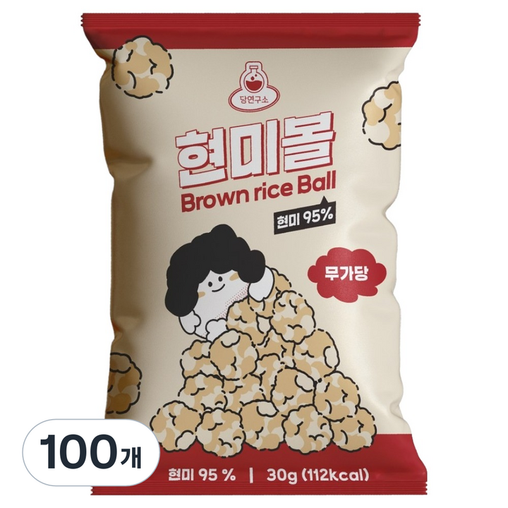 당연구소 무가당 현미볼 과자, 100개, 30g