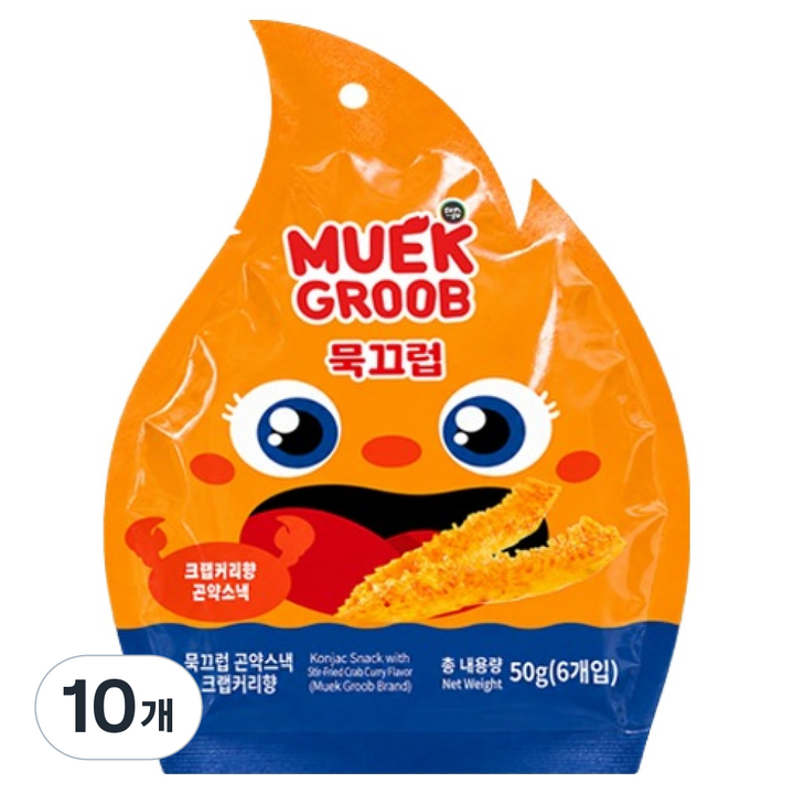 묵끄럽 곤약스낵 크랩커리맛 6개입, 50g, 10개