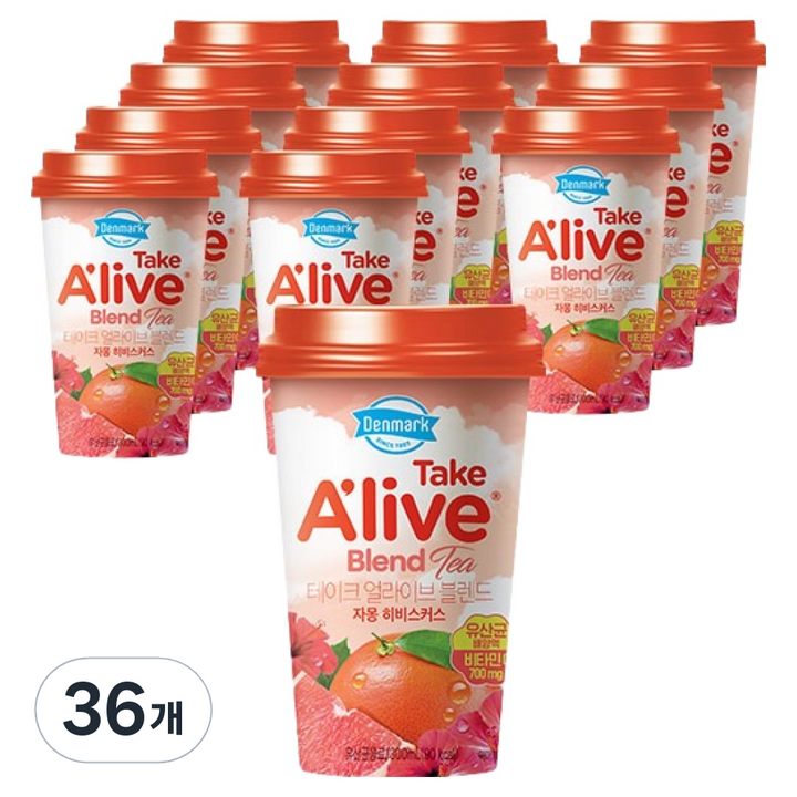 덴마크 동원 테이크 얼라이브 블렌드 티 자몽 히비스커스, 300ml, 36개