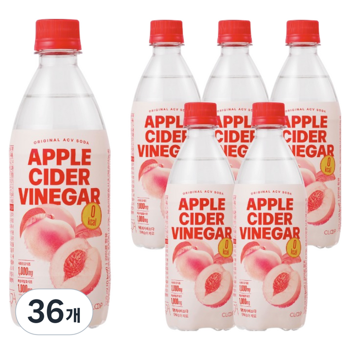 클룹 애사비소다 신비복숭아 제로 탄산음료, 500ml, 36개