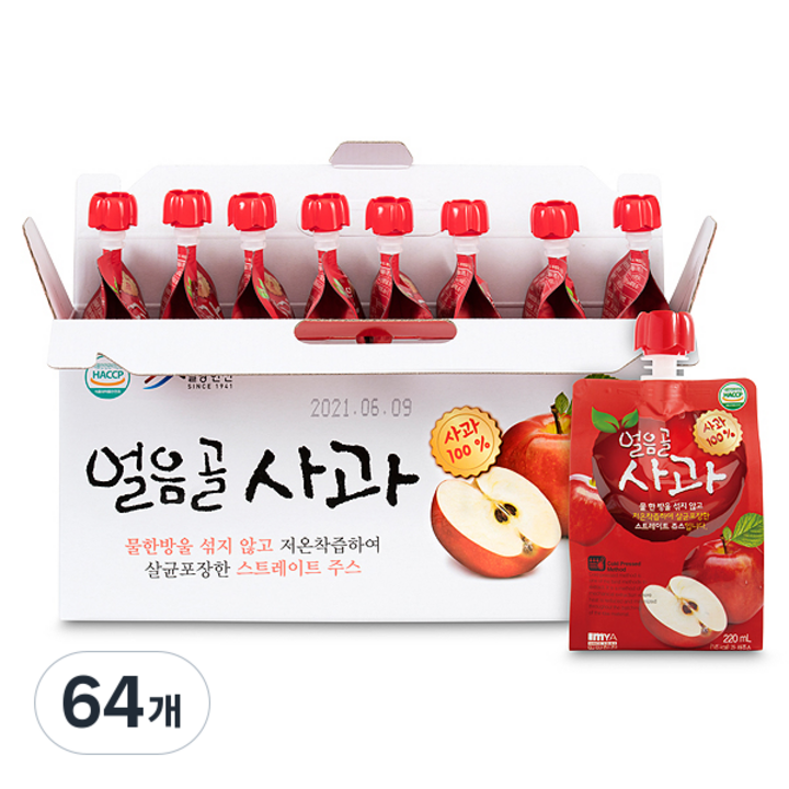 밀양한천 얼음골 사과 주스, 220ml, 64개