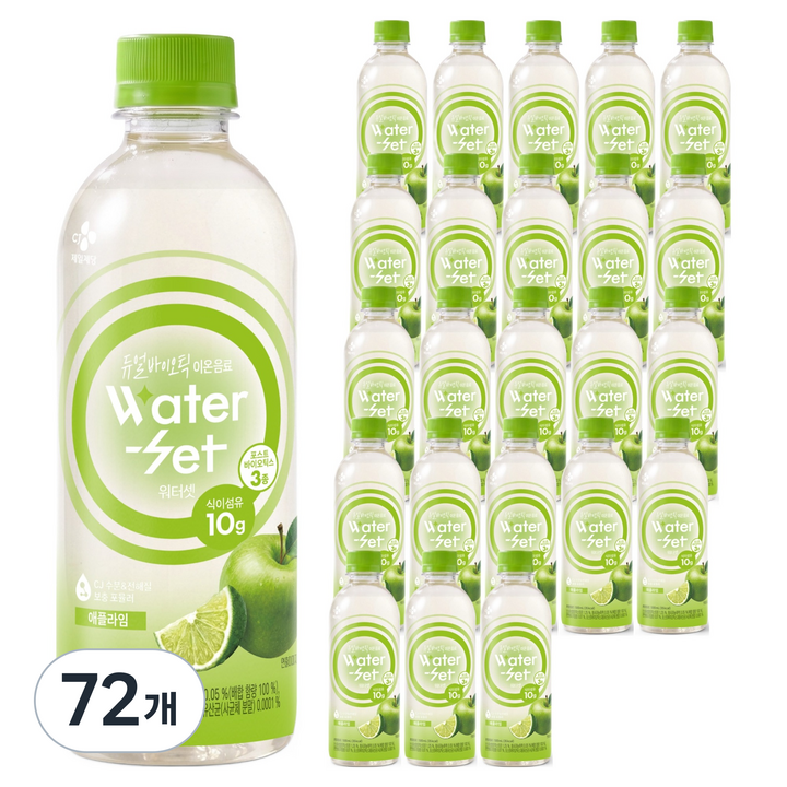 CJ제일제당 워터셋 듀얼바이오틱 이온음료 애플라임, 72개, 500ml