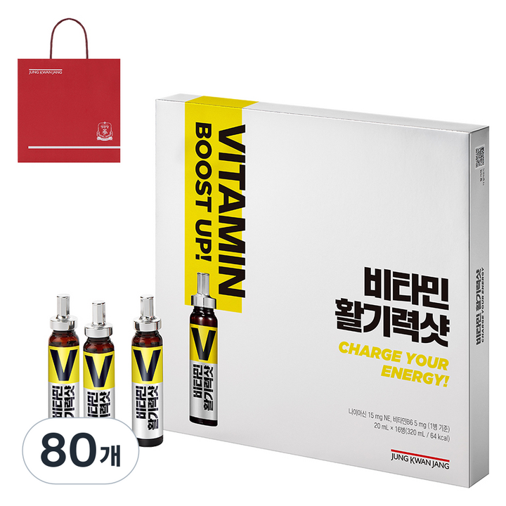 정관장 비타민 활기력샷 + 쇼핑백, 20ml, 80개