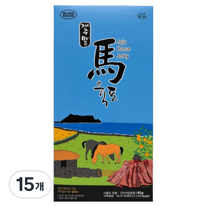 아일랜드슈가 제주 말 육포 박스형, 15개, 60g