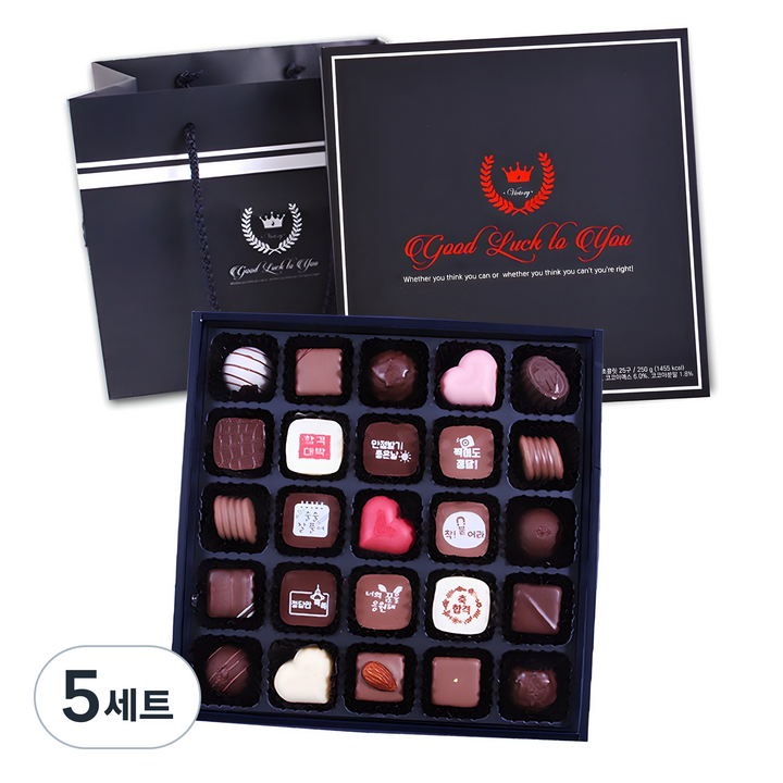 디유 굿럭투유 합격기원 초콜릿 25구 + 쇼핑백 세트, 250g, 5세트