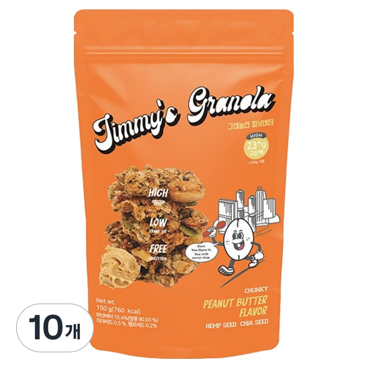 지미스그래놀라 피넛버터, 150g, 10개