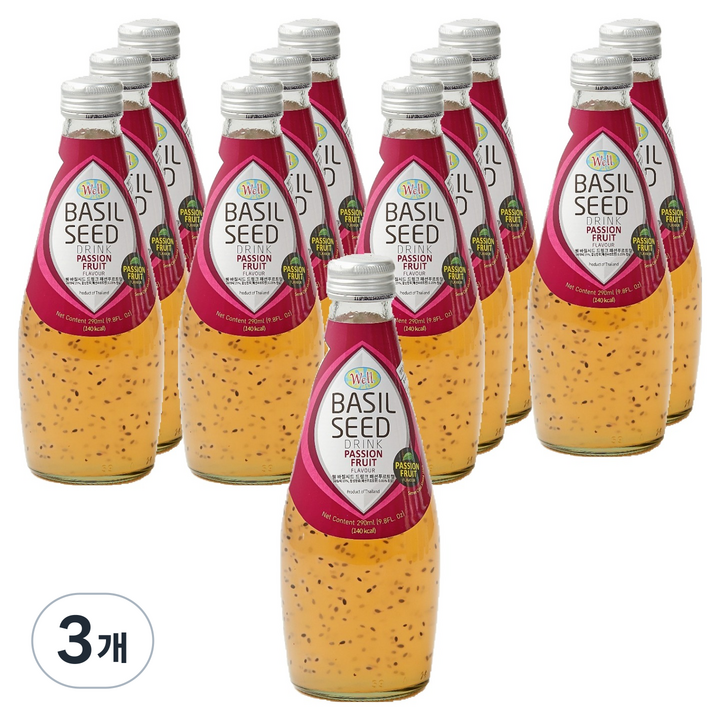 웰 바질시드 드링크 패션푸르트향, 36개, 290ml