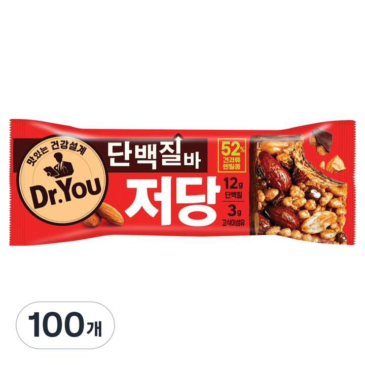 닥터유 오리온 저당 단백질바, 50g, 100개