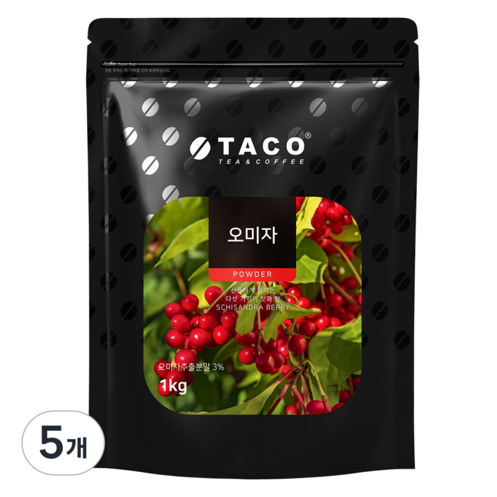 타코 오미자 파우더, 1kg, 5개, 1개입