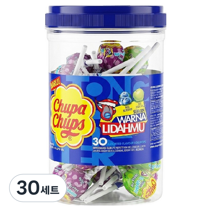 츄파춥스 텅페인터 롤리팝 그린애플맛 + 블루베리맛 세트 270g, 30세트