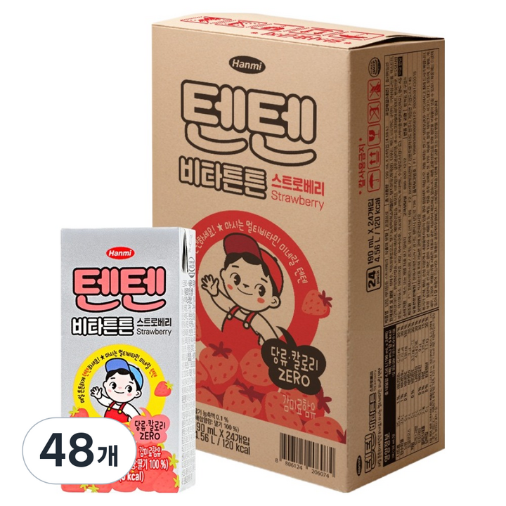 텐텐 비타튼튼 스트로베리 주스, 48개, 190ml