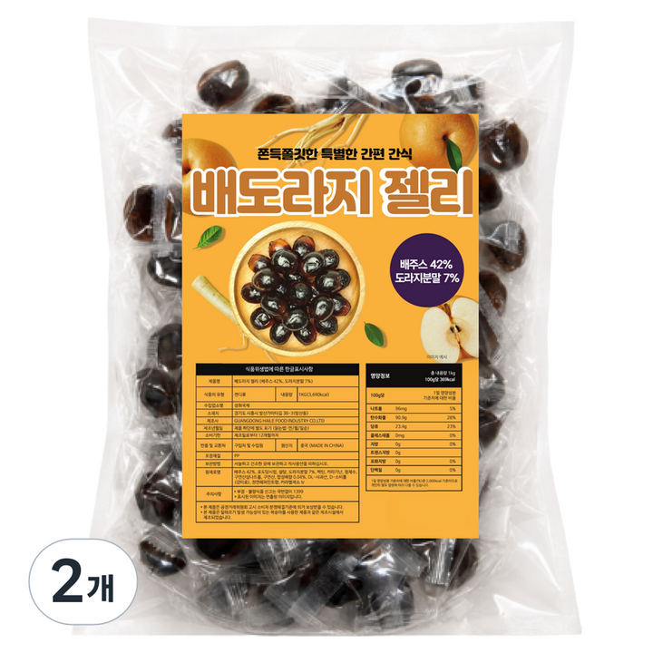 배주스 42% 배도라지 젤리, 2개, 1kg