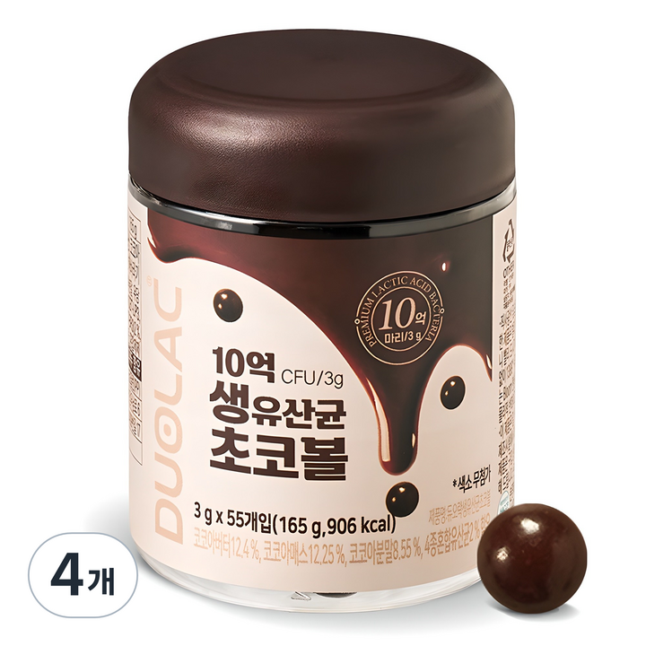 듀오락 10억 생유산균 초코볼 55p, 165g, 4개